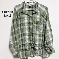 ARIZONA チェック柄シャツ 3XL 長袖 トップス グリーンのサムネイル