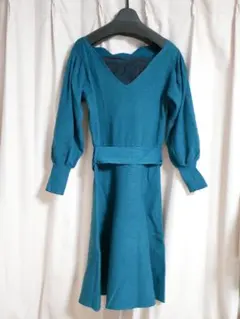 【美品】トランテアンソンドゥモード  スカラップバッグレースニットワンピース