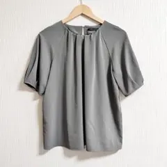 closet story タックブラウス　半袖　ブラウス　グレー