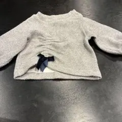 キッズ 長袖カットソー グレー リボン付き