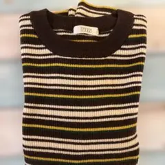 LOWRYS FARM ストライプ長袖ニットセーター