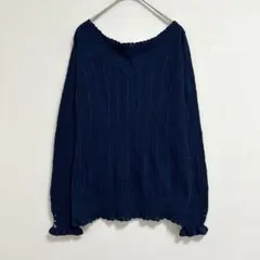 アクシーズファム axes femme ケーブル ニット セーター 【M】 紺色