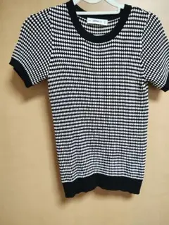 ZARA KINT　サマーニット　ホワイト×ブラック×レッド　S