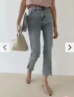 birthdaybash デニム　BB CROPPED DENIM ブルー　M