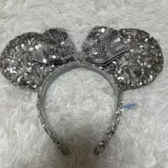 シルバー スパンコール ミッキー耳カチューシャ