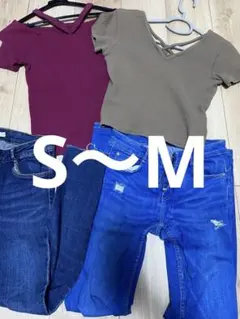 ちびT レディース デニムパンツ 2本セット ダメージ加工 セット売り　ZARAのサムネイル