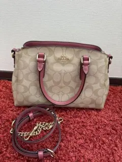 COACH ハンドバッグ ベージュ/ピンク