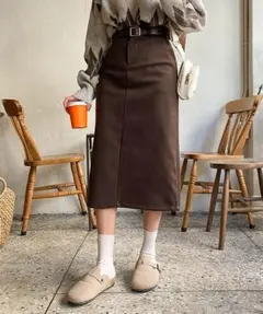 ソニョナラ ロングスカート ベルト付き ブラウンのサムネイル