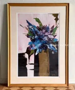 値下げ】香月泰男（紫陽花）肉筆保証/手描き作品/表裏サイン有/絵画