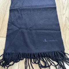 アクアスキュータム　カシミヤ100% ネイビー　フリンジ付きマフラー