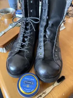 ブラックレザー ミリタリーブーツ　バイク　モンキーブーツ　26cm 41 本革 ブラックレザー ミリタリーブーツ バイク モンキーブーツ 26cm