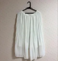 【UNIQLOユニクロ】　ロングプリーツスカート　ホワイト　Lサイズ