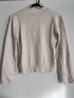 ハイネックリブニットトップス ベージュ シンプル カジュアルF