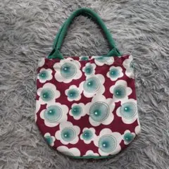 梅 キャンバス トートバッグ グリーン　ワインレッドのサムネイル