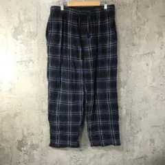 Y5684古着　チェックパンツ　パジャマパンツ　黒　青　グレー　90s Y2K