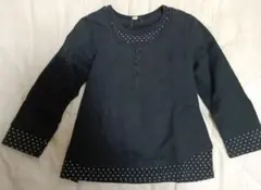 黒の長袖カットソー ハート柄