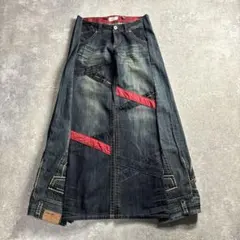 リメイク デニム フレアパンツ パッチワーク ダメージ 再構築 vol.254
