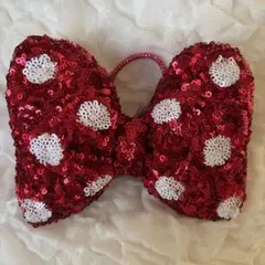 ディズニー ミニーちゃん ヘアゴム スパンコール キラキラ リボン 赤