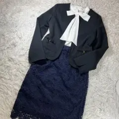 スカート スーツ　入学式　通勤　セレモニースーツ　　フォーマル　3点セット(M)
