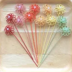 水引　水引パーツ　小さなお花　きらきら6色　011502