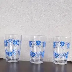 昭和レトロ花柄グラス3個セット