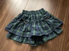 緑と青のチェック フリル　キュロット　スカート風