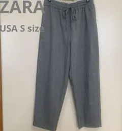ZARA ワイドパンツ S グレー ウエストゴム レディース