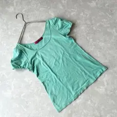 【ドリーガール】パフスリーブ Tシャツ ミントグリーン Uネック コンパクトのサムネイル