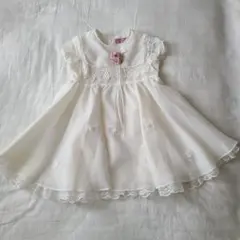 100サイズ　ワンピースドレス レース 花飾り フォーマル 結婚式 発表会