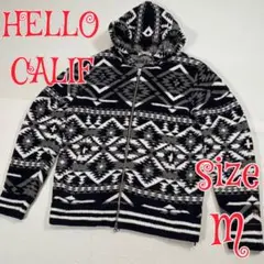 HELLO CALIF フルジップボアパーカー　ブラック　M ハローカリフ