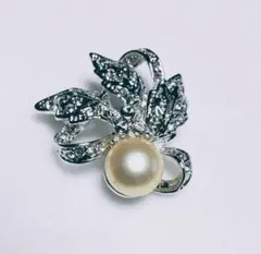 ジンカネヅ淡水パール リーフループブローチ未使用品