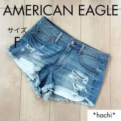 AMERICAN EAGLE ライトデニム ショート丈 デニム パンツ ダメージ