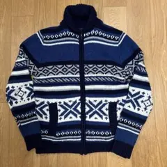 ZARA MAN カウチンニット　ブルー　ネイビー　M メンズ