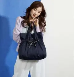 美品 LANVIN en Bleu ランバンオンブルー ネイビー エコバッグのサムネイル