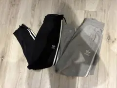 adidas ジョガーパンツ スウェット　3本ライン 黒 灰色