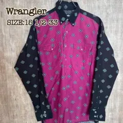Wrangler ラングラー ウエスタンシャツ ピンク×ブラックバイカラー M