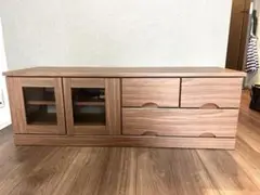 美品　ニトリ　ブラウン木製テレビ台 ガラス扉付き