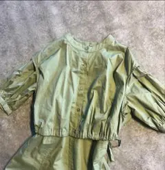 【美品】w closetワンピース　半袖　グリーン　上品　ロング　春
