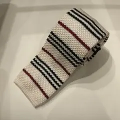 バーバリーブラックレーベル 高級シルクネクタイ ニットボーダー