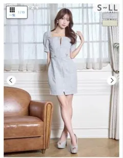 グレー ダブルボタン タイトドレス ~LL