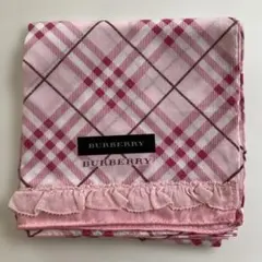 BURBERRY チェック柄　フリル　ハンカチ ピンク