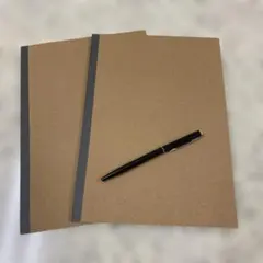 新品未使用　パリ発アンティーク雑貨店　クラフト紙ノート 2冊セット＆ボールペンのサムネイル