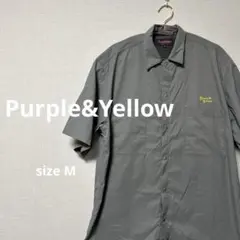 [Purple&Yellow]パープルアンドイエロー　半袖シャツ ロゴ刺繍のサムネイル