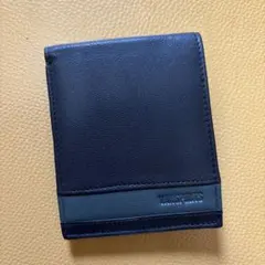 プレゼント　ネイビー　 レザー 二つ折り財布　父の日