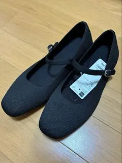 GU　ウォッシャブルニットベルトシューズ　ブラック　23.５㎝