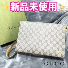 【本日限り✨】GUCCIクラッチバッグGGスプリームベージュ/イエロー正規品保証