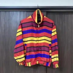 着画あり!!used 古着 ハイネック シルク ブルゾンボーダー