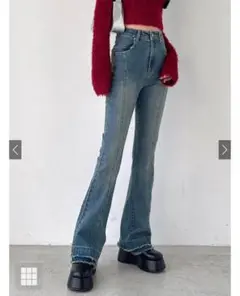 GRL フリンジフレアデニムパンツ[cu513]