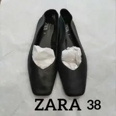 【美品】ZARA ブラック フラットシューズ 38