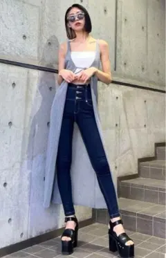 ELDER EMODA ハイウエストスキニーデニムパンツ